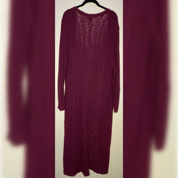 TORRID PURPLE CABLE KNIT DUSTER SWEATER - Picture 5 of 5